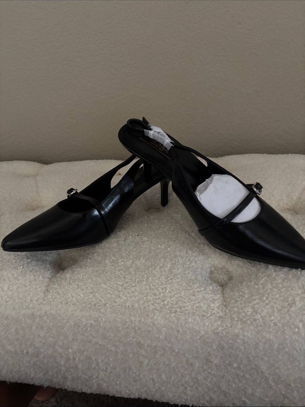 RACHEL Rachel Roy Black Pointed Mary Jane Slingback Heels